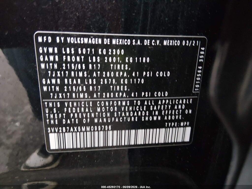 3VV2B7AX5MM099796 2021 VOLKSWAGEN TIGUAN photo no. 9