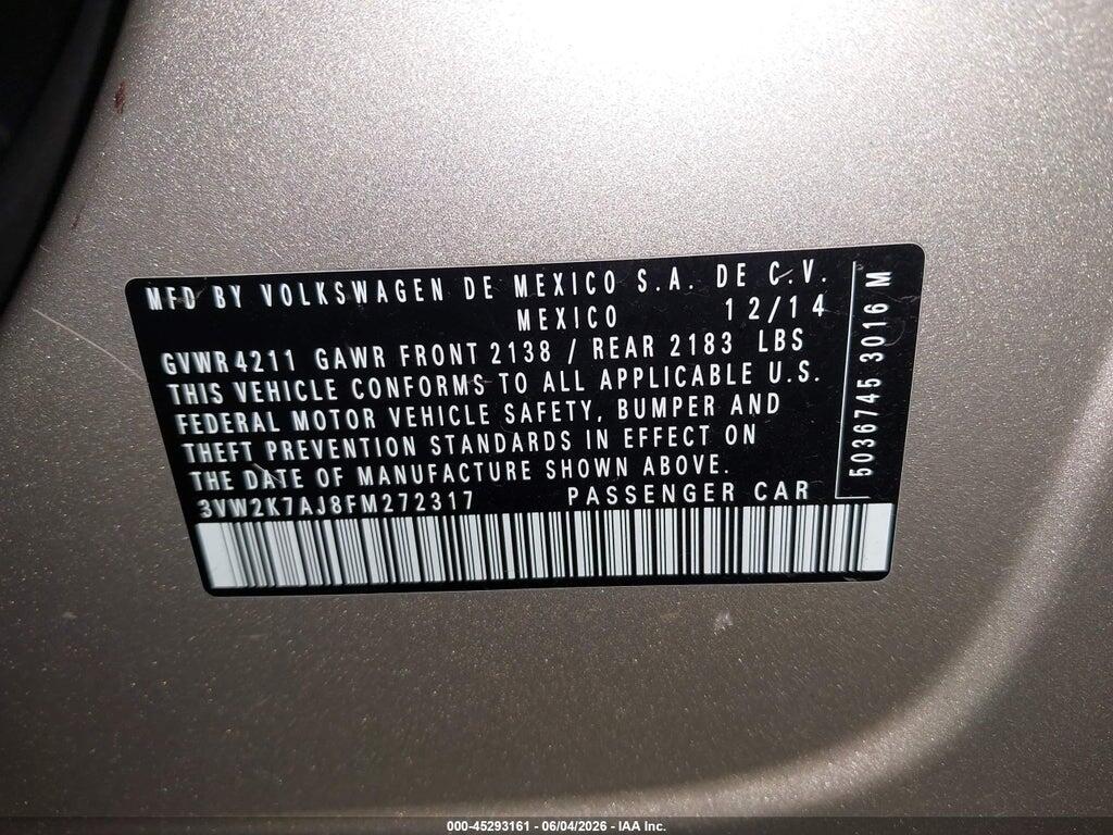 3VW2K7AJ8FM272317 2015 VOLKSWAGEN JETTA photo no. 9