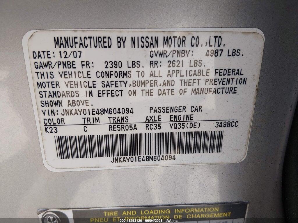 JNKAY01E48M604094 2008 INFINITI M35 photo no. 9