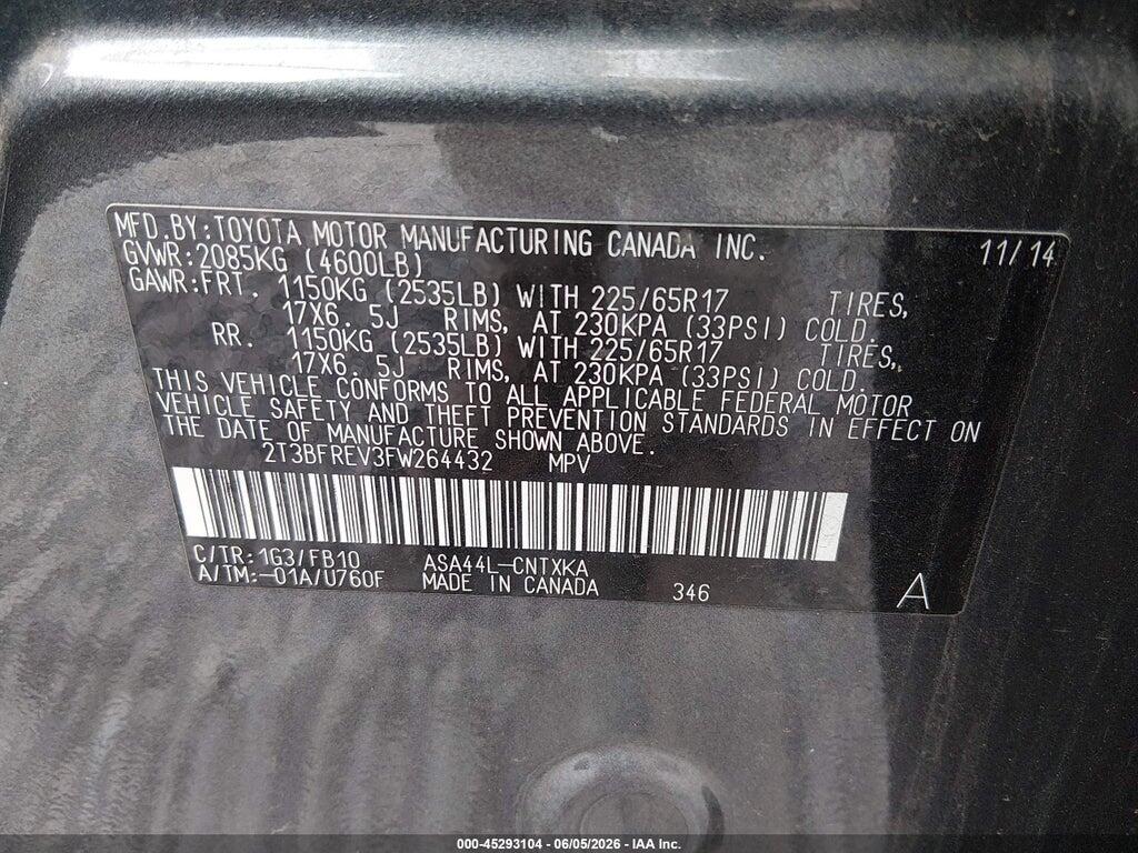 2T3BFREV3FW264432 2015 TOYOTA RAV4 photo no. 9