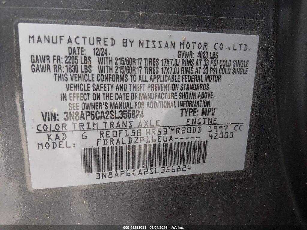 3N8AP6CA2SL356824 2025 NISSAN KICKS photo no. 9
