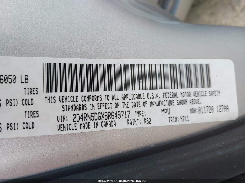 2D4RN5DGXBR649717 2011 DODGE GRAND CARAVAN photo no. 9