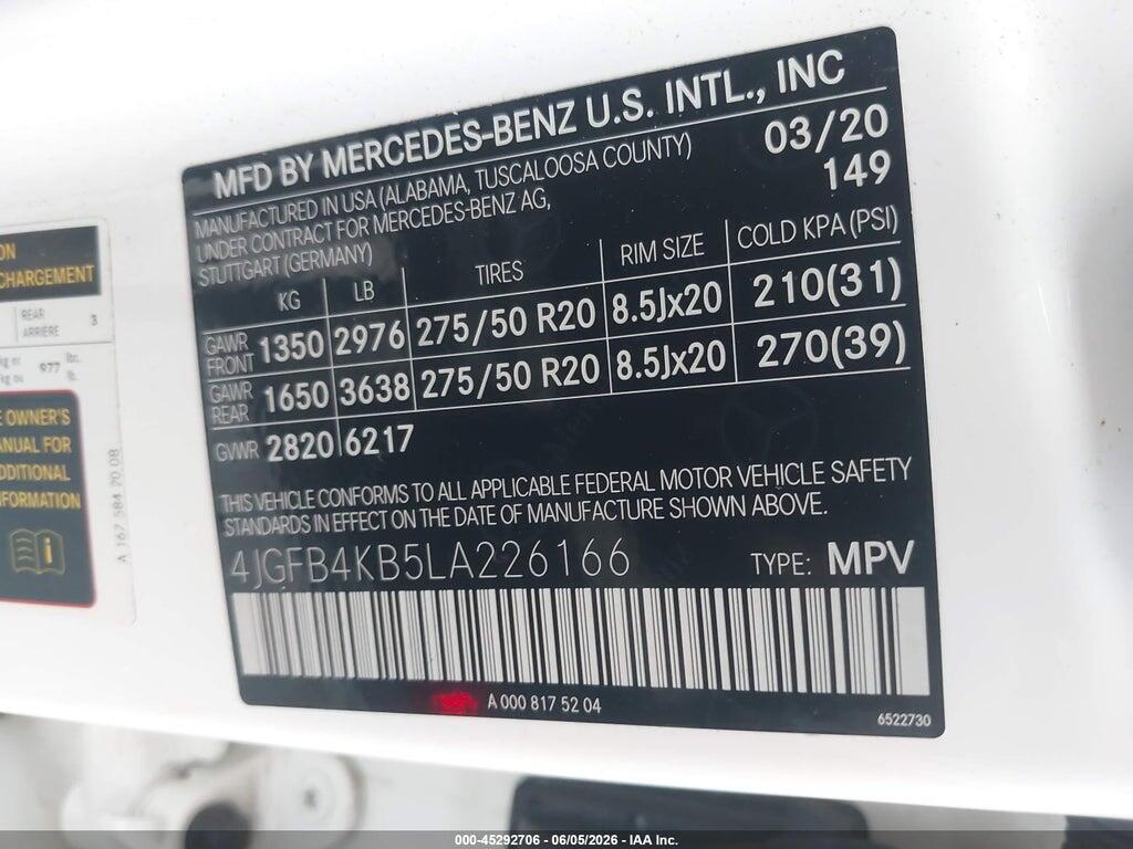 4JGFB4KB5LA226166 2020 MERCEDES-BENZ GLE 350 photo no. 9