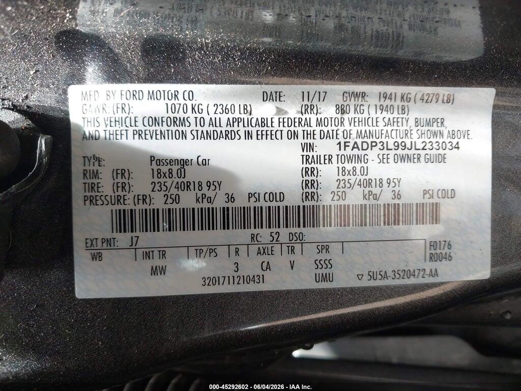 1FADP3L99JL233034 2018 FORD FOCUS ST photo no. 9