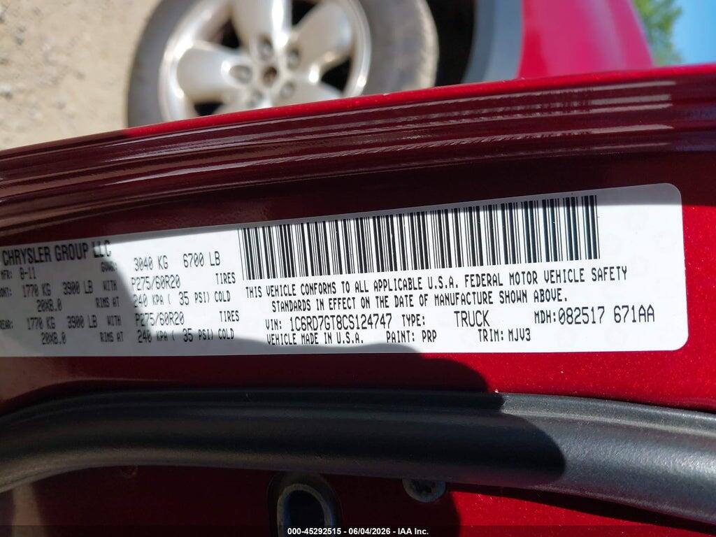 1C6RD7GT8CS124747 2012 RAM 1500 photo no. 9