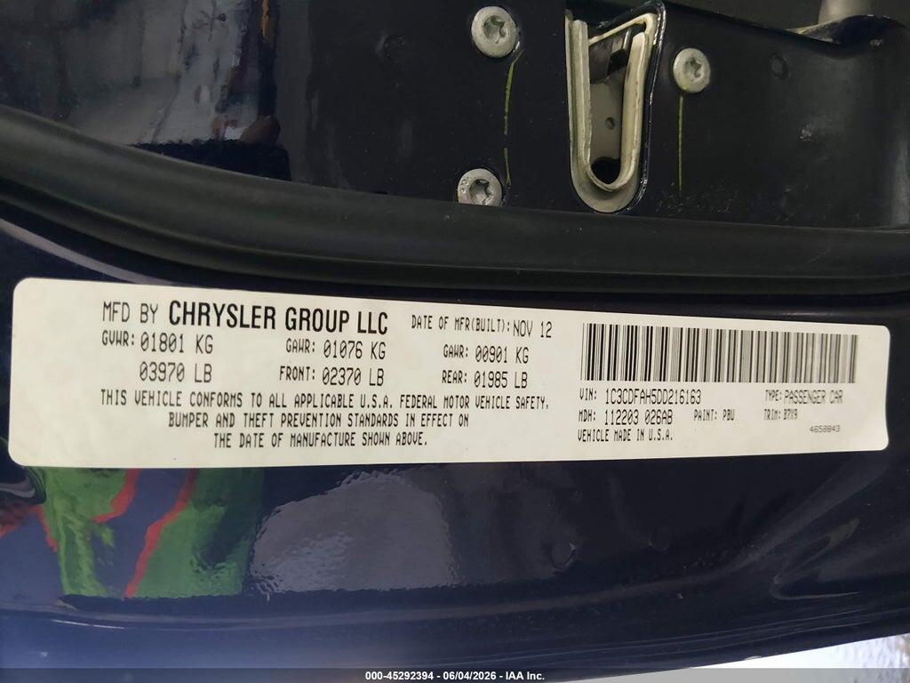 1C3CDFAH5DD216163 2013 DODGE DART photo no. 9