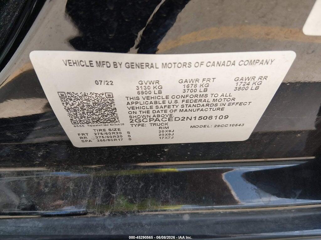 2GCPACED2N1506109 2022 CHEVROLET SILVERADO 1500 photo no. 9