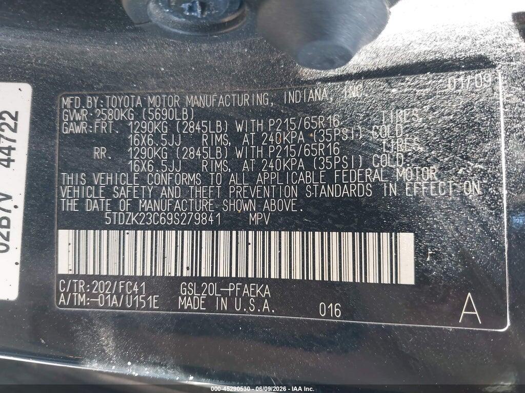 5TDZK23C69S279841 2009 TOYOTA SIENNA photo no. 9