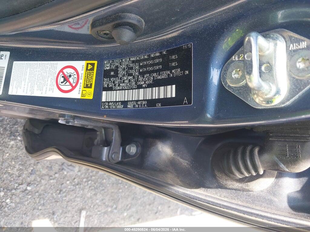 5TDDKRFH3GS231303 2016 TOYOTA HIGHLANDER photo no. 9
