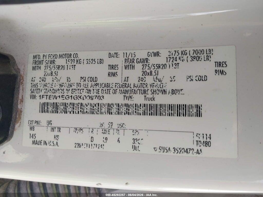 1FTEW1EG1GKD09703 2016 FORD F-150 photo no. 9