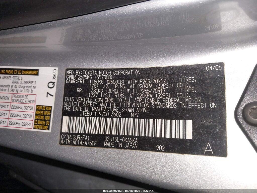 JTEBU11F970013602 2007 TOYOTA FJ CRUISER photo no. 9