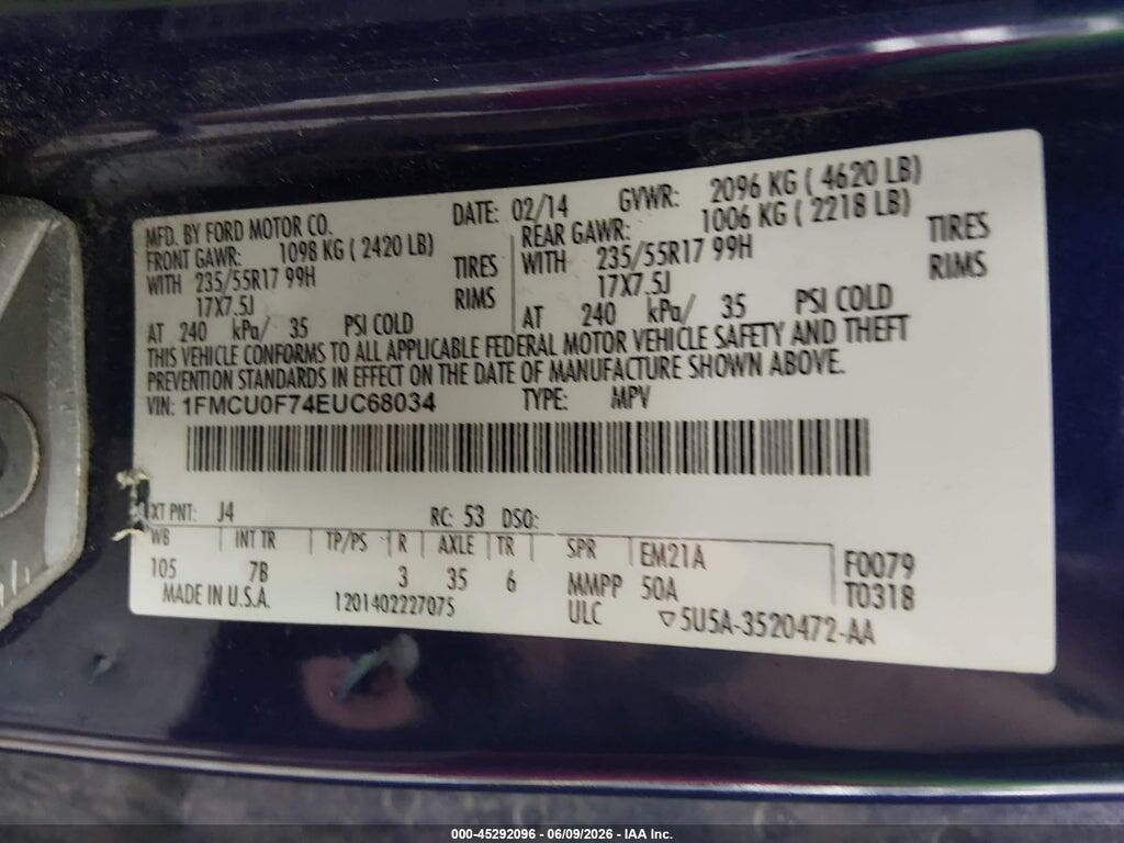 1FMCU0F74EUC68034 2014 FORD ESCAPE photo no. 8