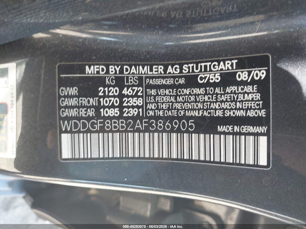 WDDGF8BB2AF386905 2010 MERCEDES-BENZ C 300 photo no. 9