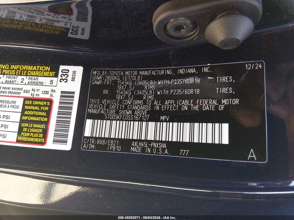 5TDDSKFC0SS167127 2025 TOYOTA SIENNA photo no. 9
