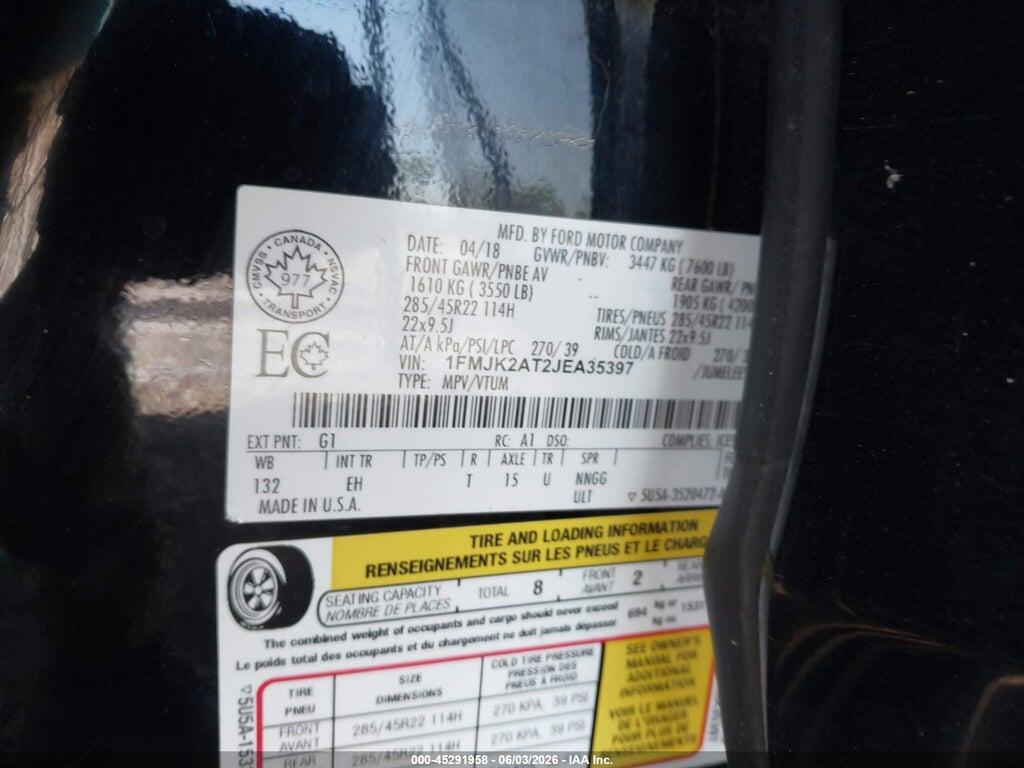 1FMJK2AT2JEA35397 2018 FORD EXPEDITION MAX photo no. 9