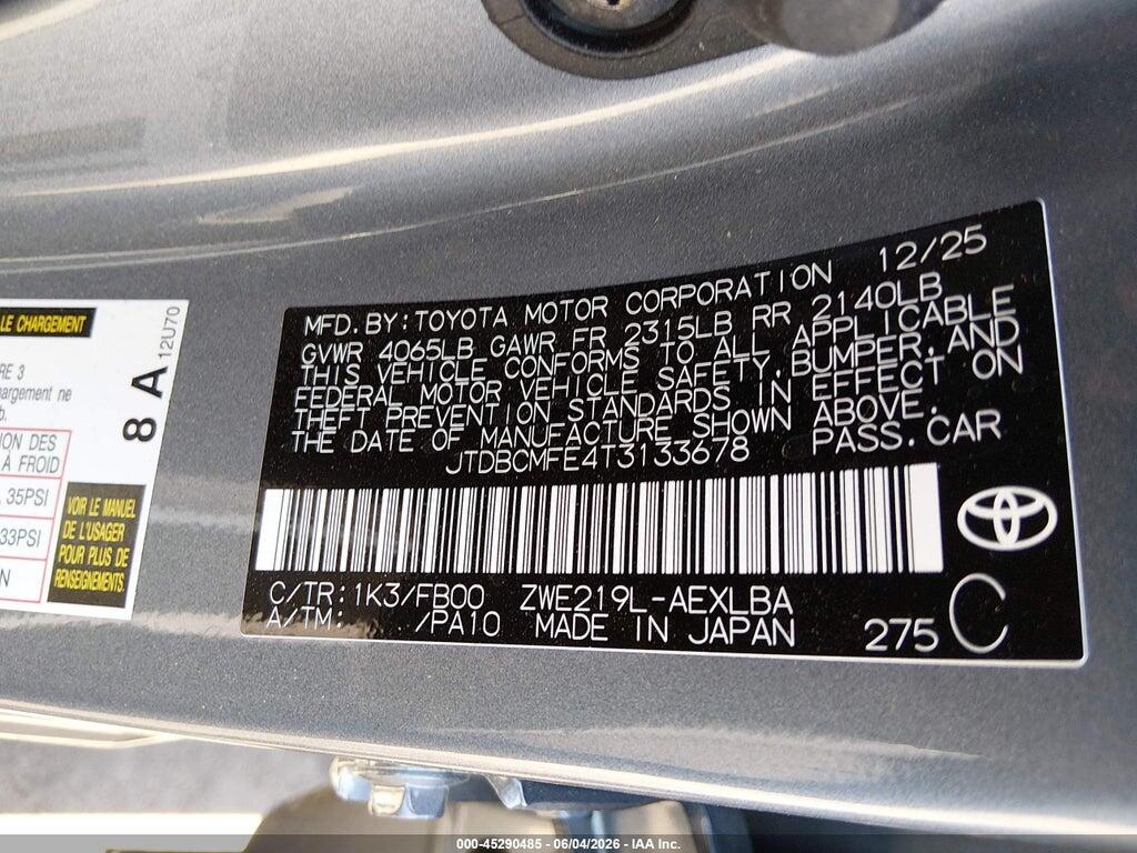 JTDBCMFE4T3133678 2026 TOYOTA COROLLA HYBRID photo no. 9