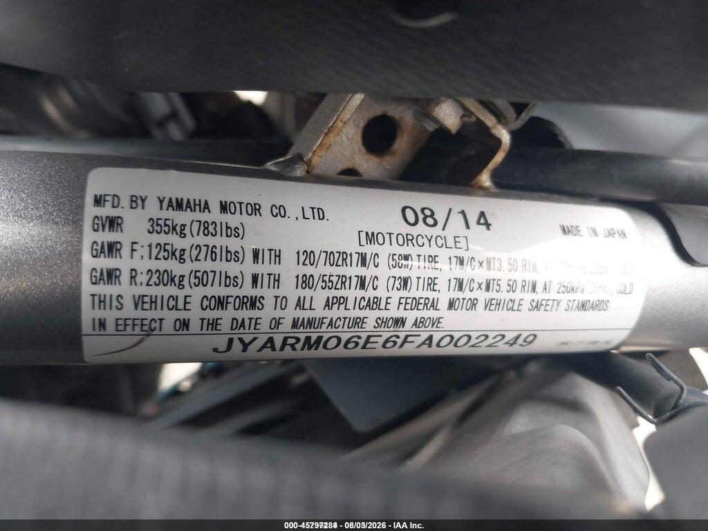 JYARM06E6FA002249 2015 YAMAHA FZ07 photo no. 10