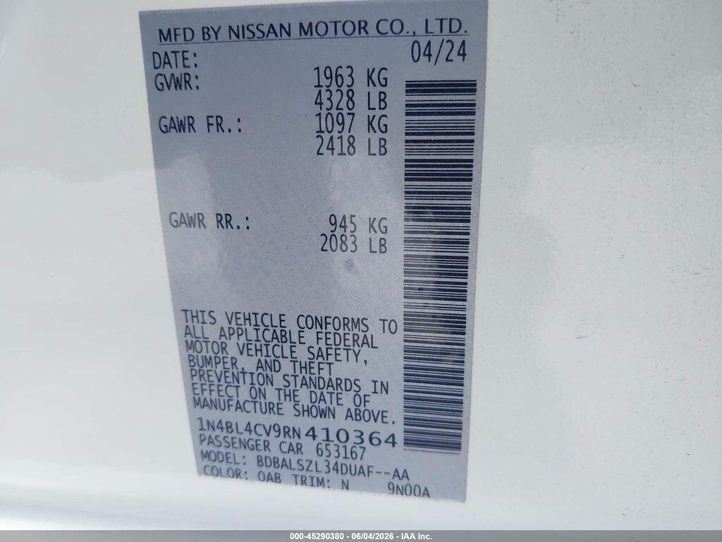 1N4BL4CV9RN410364 2024 NISSAN ALTIMA photo no. 9