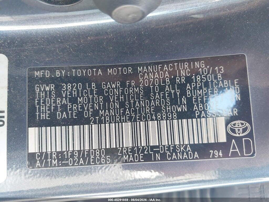 2T1BURHE7EC048898 2014 TOYOTA COROLLA photo no. 9