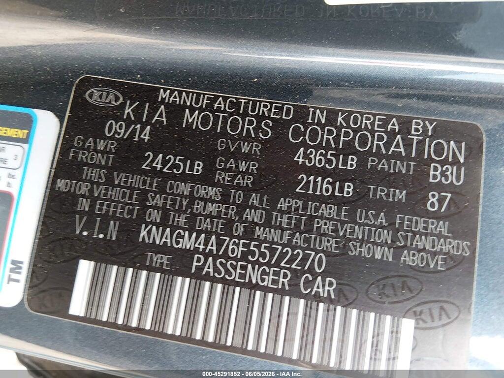 KNAGM4A76F5572270 2015 KIA OPTIMA photo no. 9