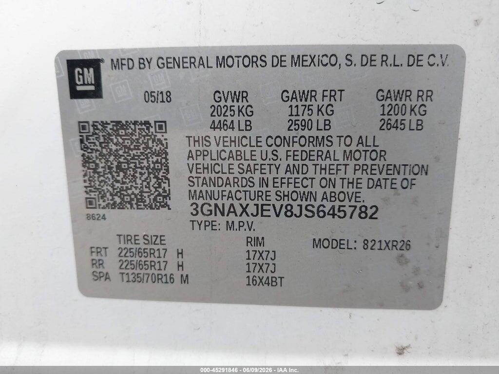 3GNAXJEV8JS645782 2018 CHEVROLET EQUINOX photo no. 9
