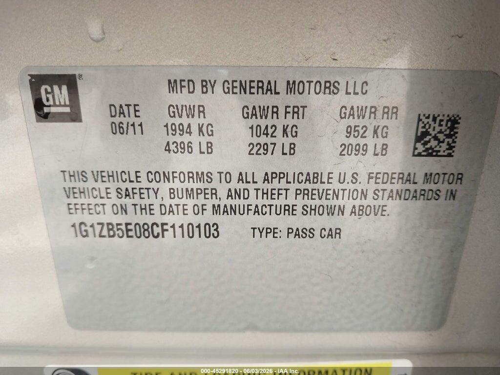 1G1ZB5E08CF110103 2012 CHEVROLET MALIBU photo no. 9