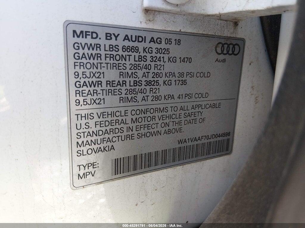 WA1VAAF70JD044596 2018 AUDI Q7 photo no. 9