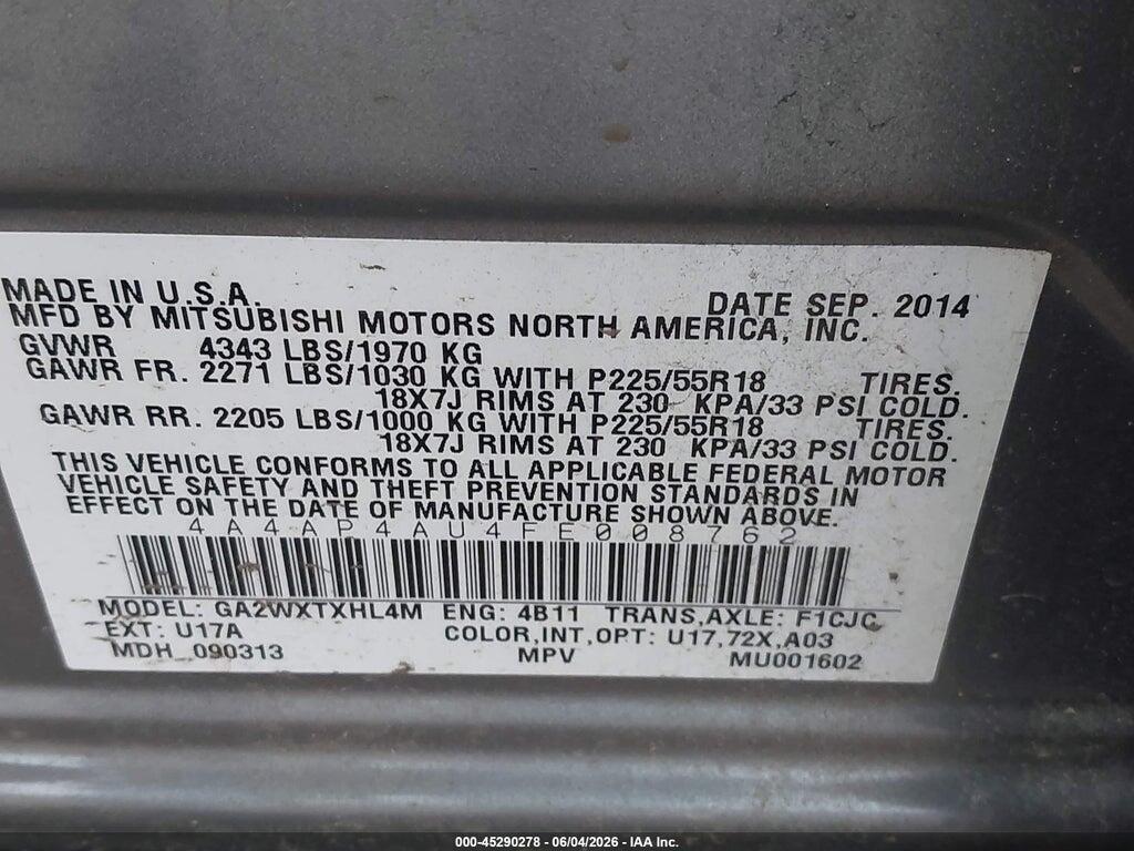 4A4AP4AU4FE008762 2015 MITSUBISHI OUTLANDER SPORT photo no. 9