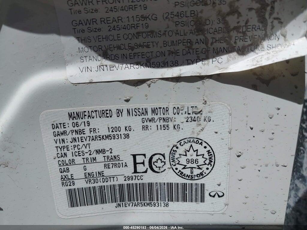 JN1EV7AR5KM593138 2019 INFINITI Q50 photo no. 9