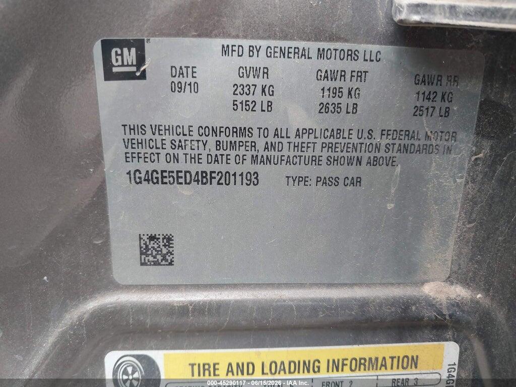 1G4GE5ED4BF201193 2011 BUICK LACROSSE photo no. 9