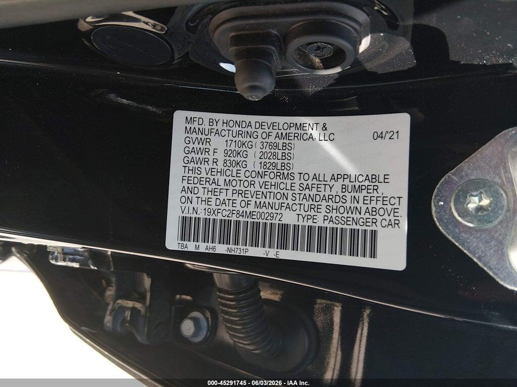 19XFC2F84ME002972 2021 HONDA CIVIC photo no. 9