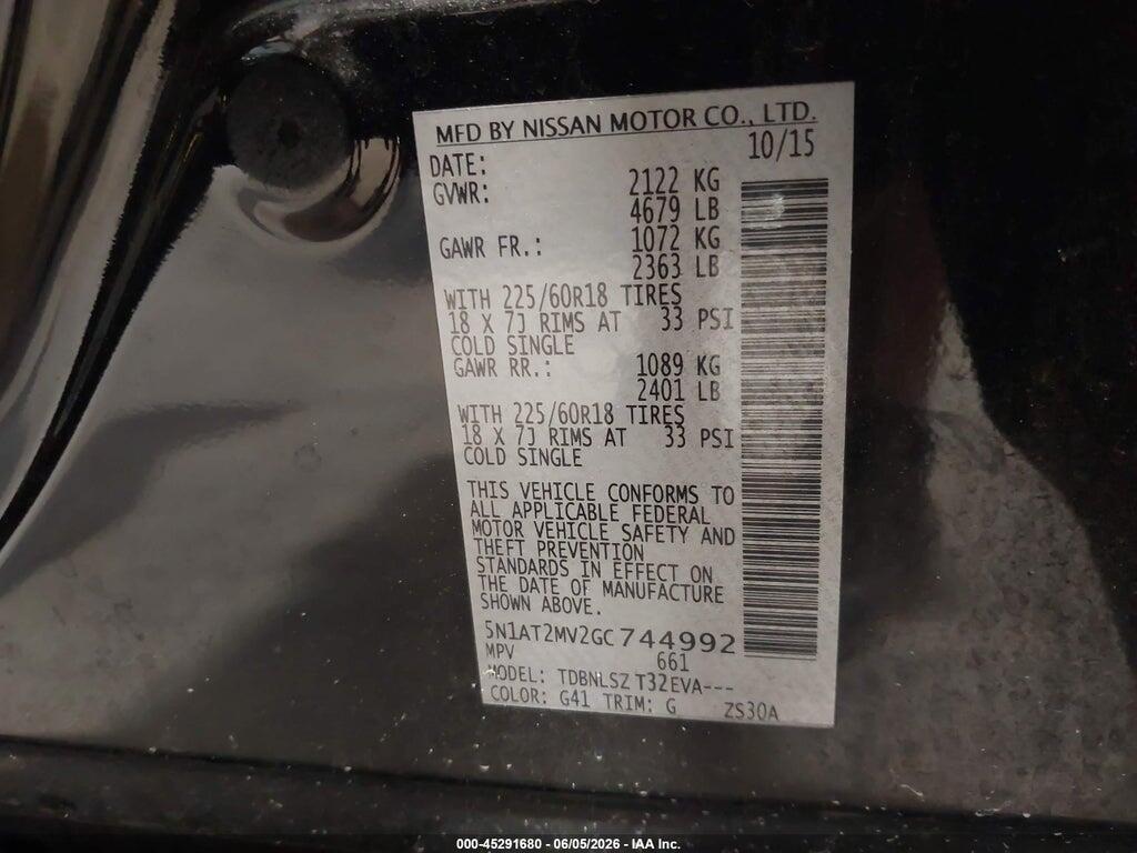5N1AT2MV2GC744992 2016 NISSAN ROGUE photo no. 9