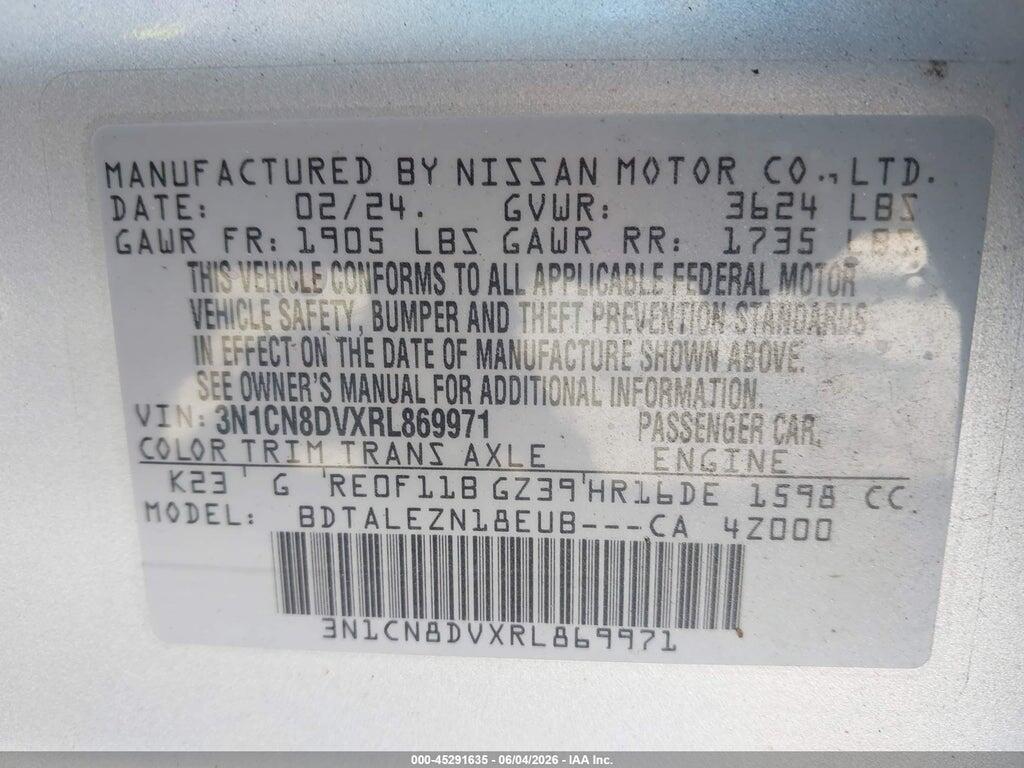 3N1CN8DVXRL869971 2024 NISSAN VERSA photo no. 9
