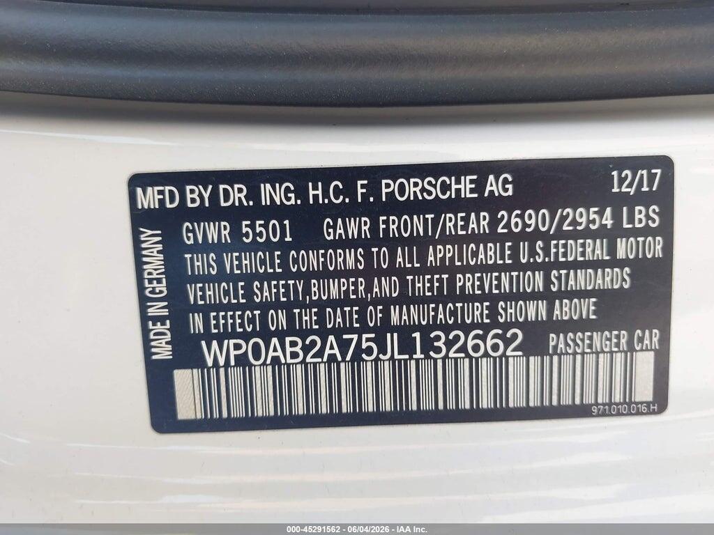WP0AB2A75JL132662 2018 PORSCHE PANAMERA photo no. 9