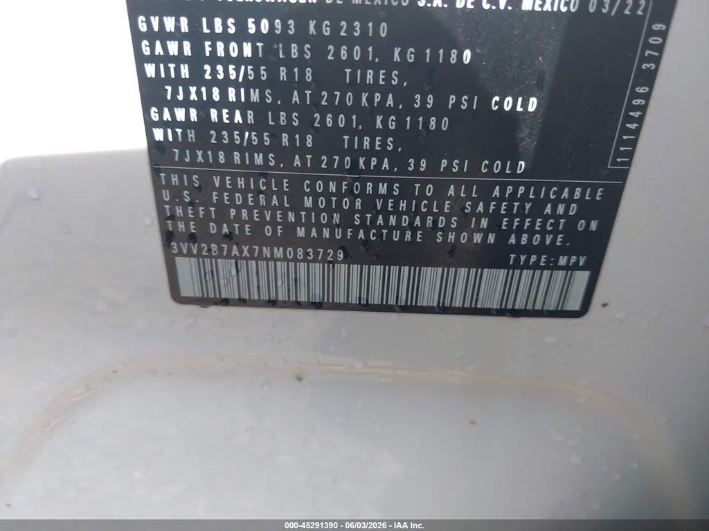3VV2B7AX7NM083729 2022 VOLKSWAGEN TIGUAN photo no. 9