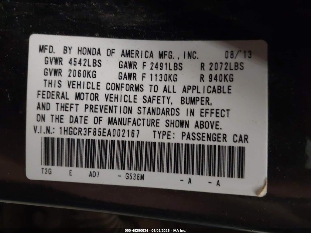 1HGCR3F85EA002167 2014 HONDA ACCORD photo no. 9