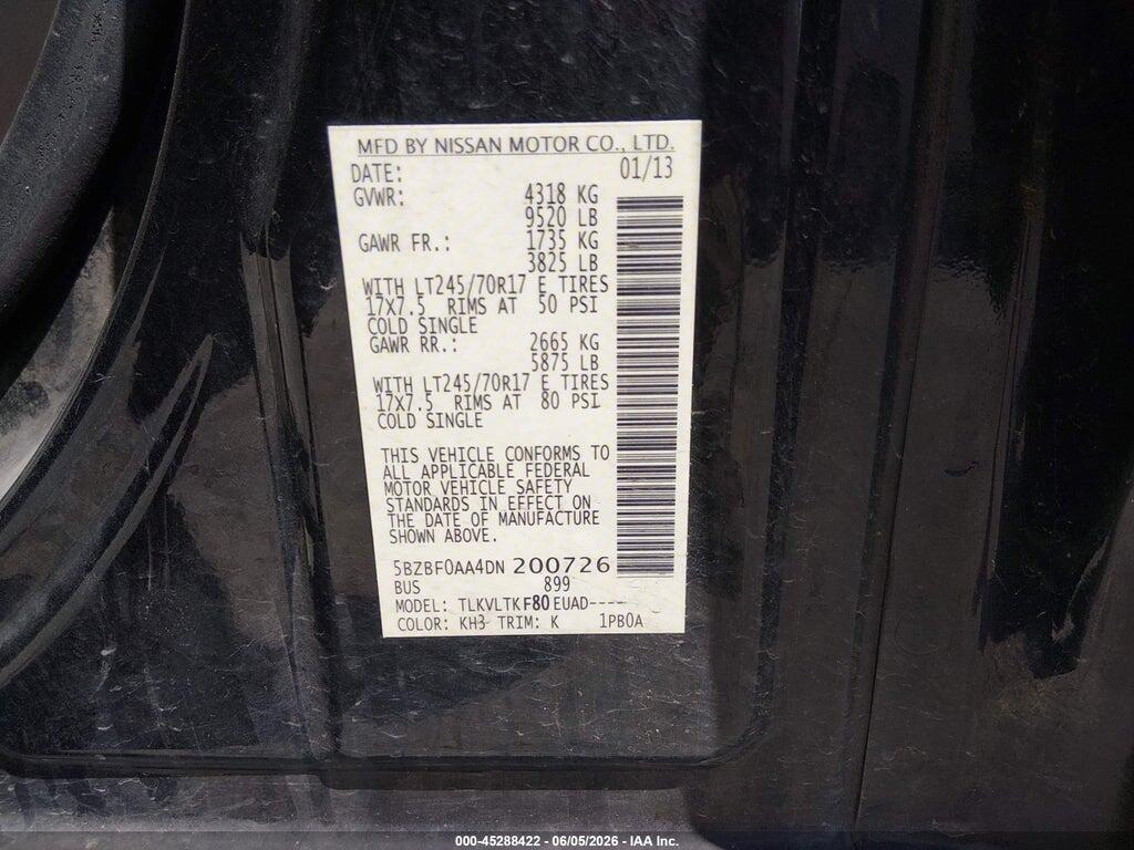 5BZBF0AA4DN200726 2013 NISSAN NV PASSENGER NV3500 HD photo no. 9