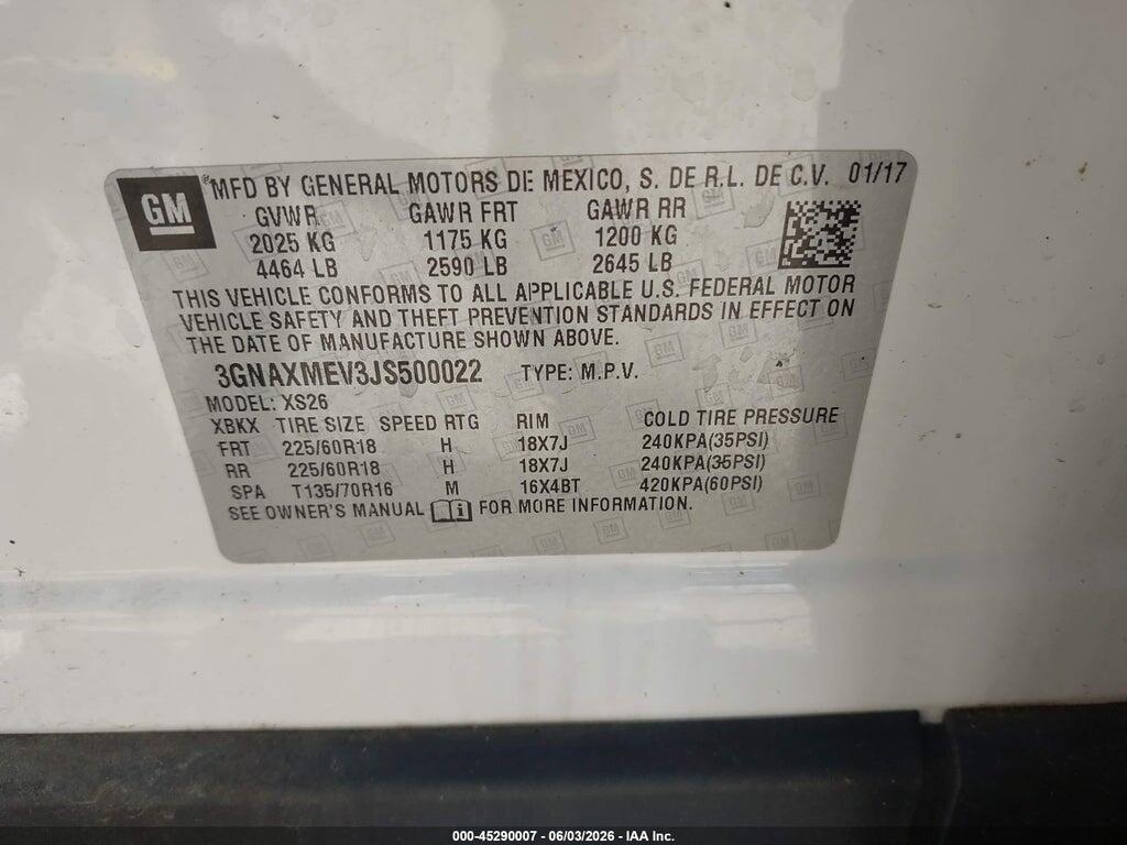 3GNAXMEV3JS500022 2018 CHEVROLET EQUINOX photo no. 9