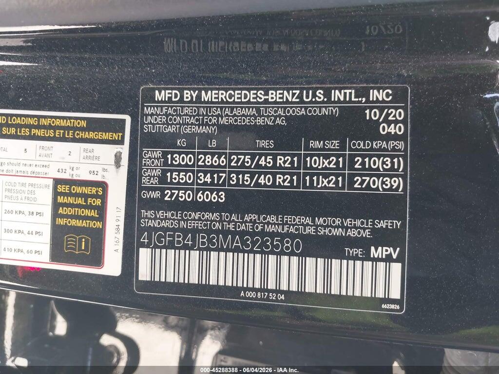 4JGFB4JB3MA323580 2021 MERCEDES-BENZ GLE 350 photo no. 9
