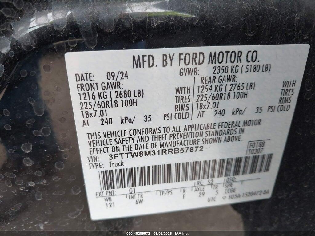 3FTTW8M31RRB57872 2024 FORD MAVERICK photo no. 9