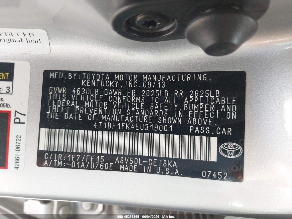 4T1BF1FK4EU319001 2014 TOYOTA CAMRY photo no. 9