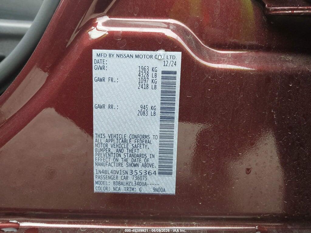 1N4BL4DV1SN355364 2025 NISSAN ALTIMA photo no. 9