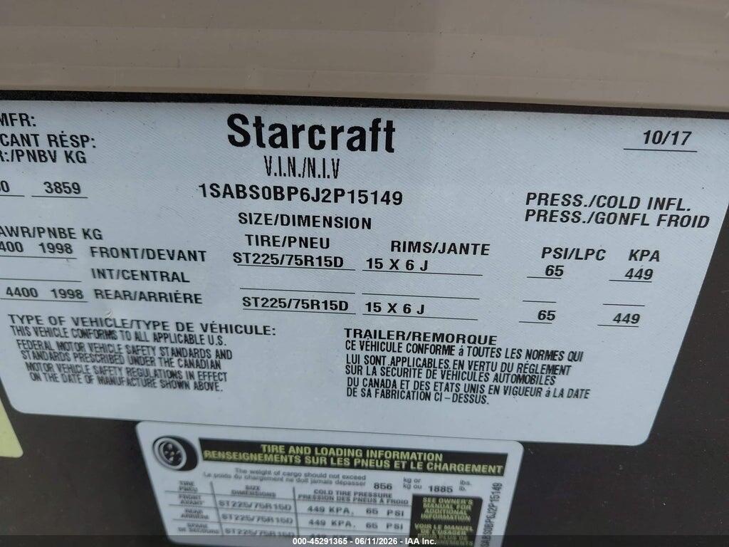 1SABS0BP6J2P15149 2018 STARCRAFT OTHER photo no. 9