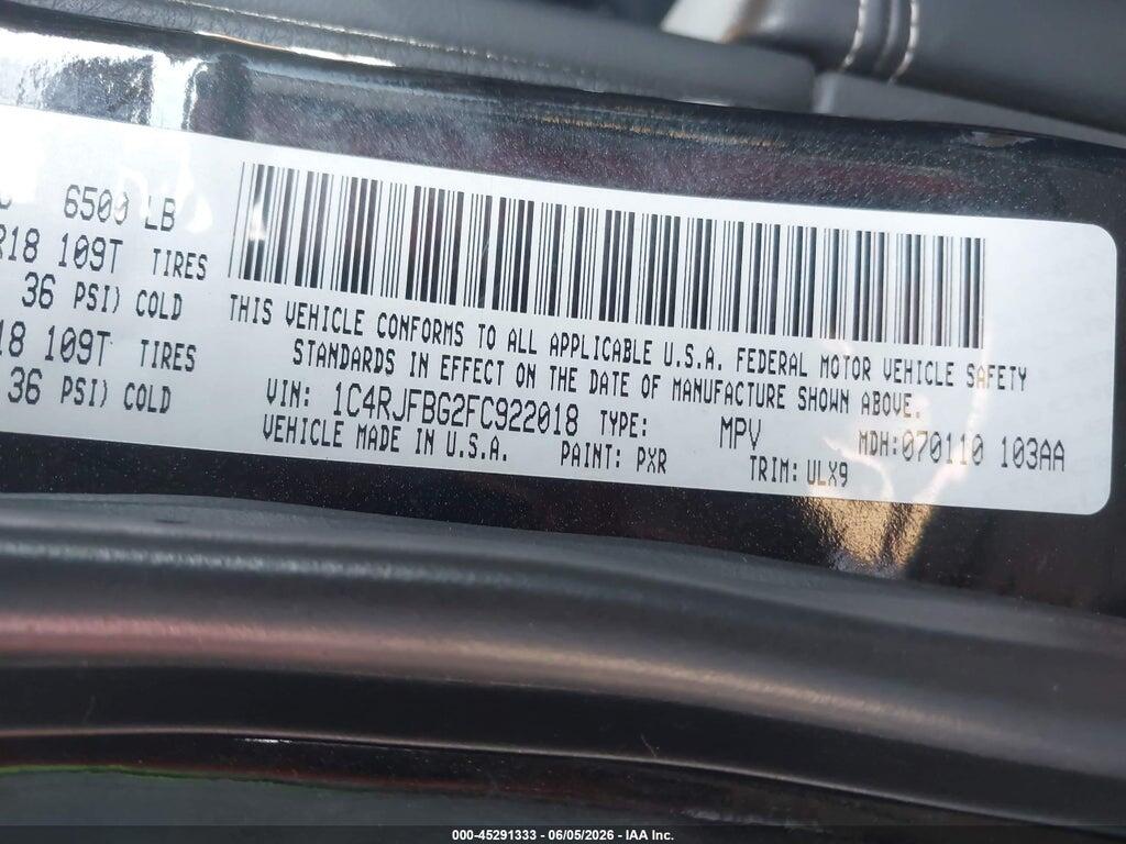 1C4RJFBG2FC922018 2015 JEEP GRAND CHEROKEE photo no. 9
