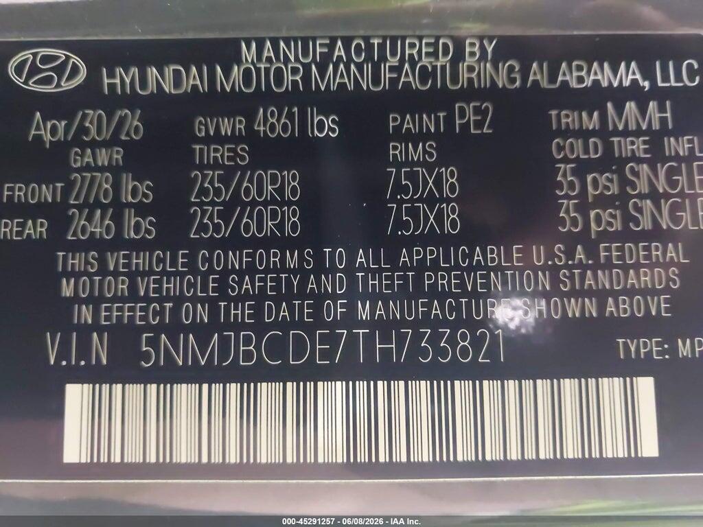 5NMJBCDE7TH733821 2026 HYUNDAI TUCSON photo no. 9