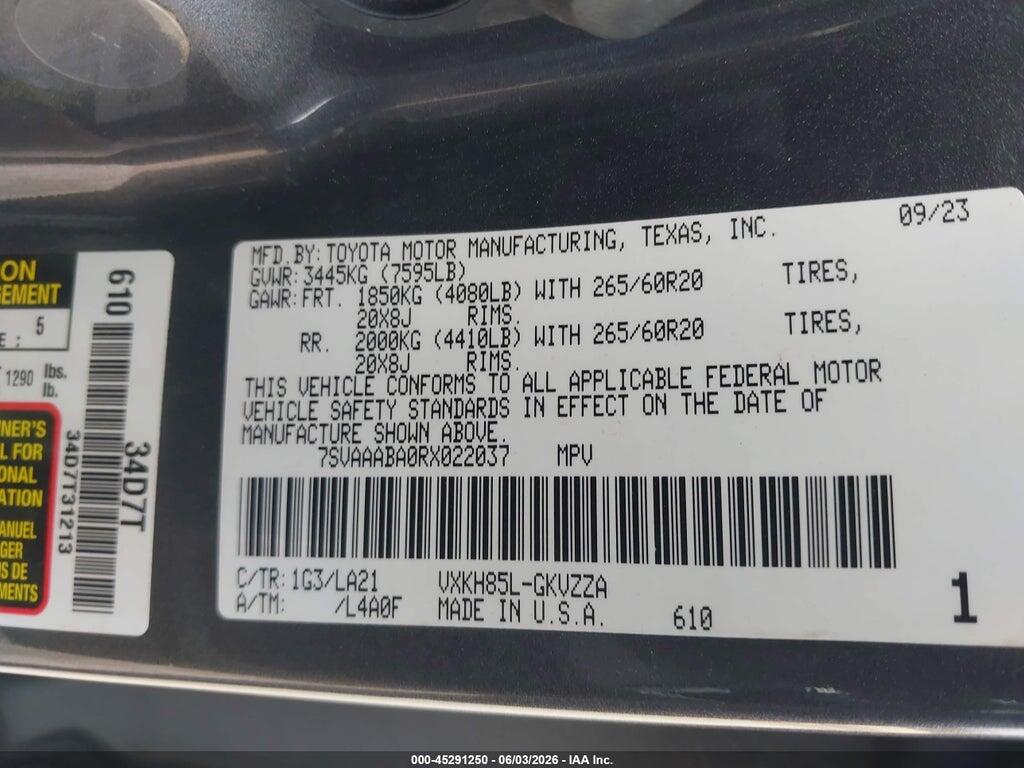 7SVAAABA0RX022037 2024 TOYOTA SEQUOIA photo no. 9