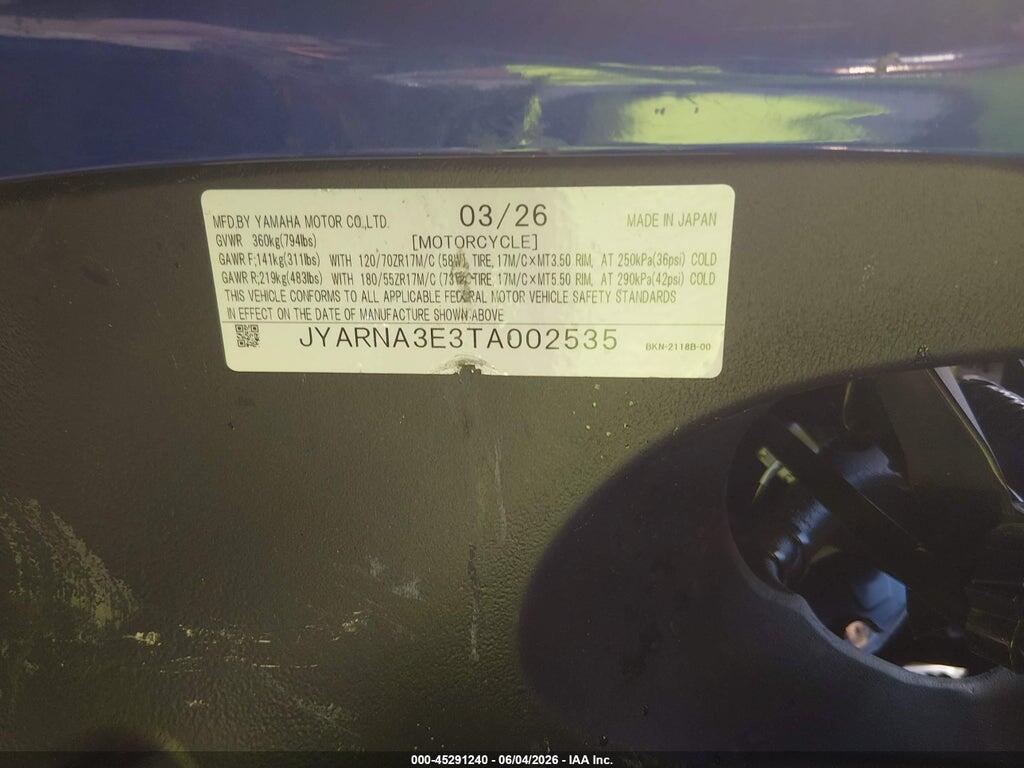 JYARNA3E3TA002535 2026 YAMAHA YZF890 photo no. 10