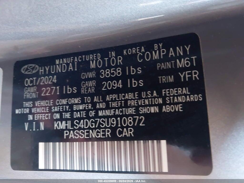 KMHLS4DG7SU910872 2025 HYUNDAI ELANTRA photo no. 9