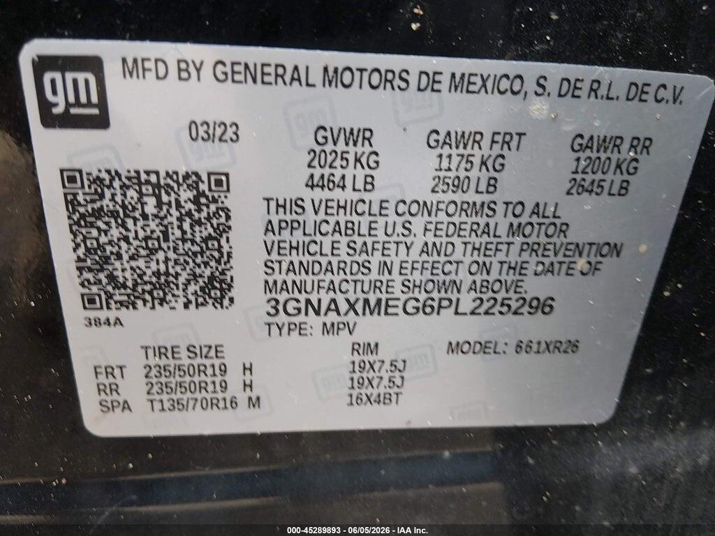 3GNAXMEG6PL225296 2023 CHEVROLET EQUINOX photo no. 9