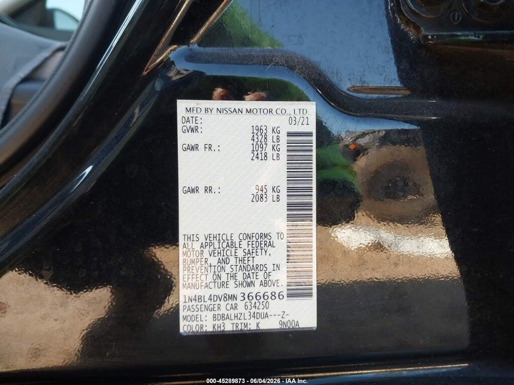 1N4BL4DV8MN366686 2021 NISSAN ALTIMA photo no. 9